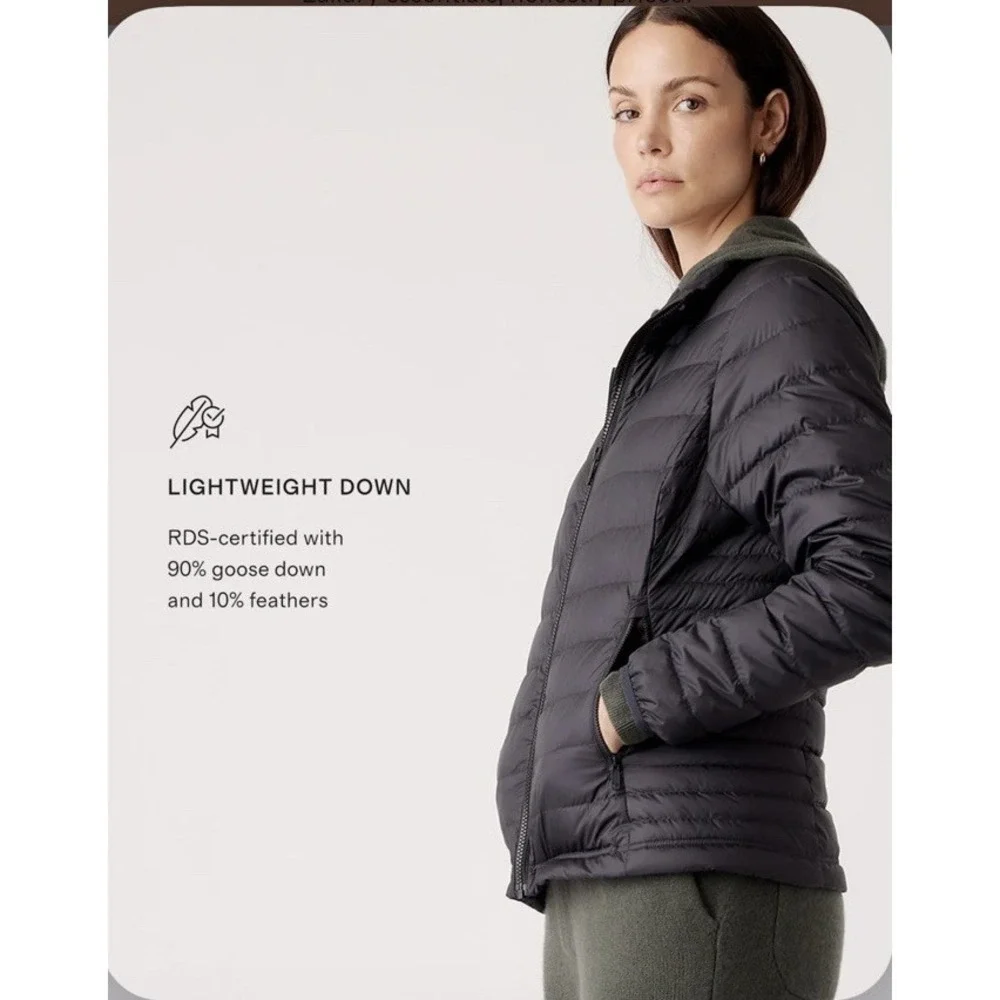Quince Down Puffer Jacket Womens Medium Packable Lightweight Black Full Zip - Picture 5 of 5